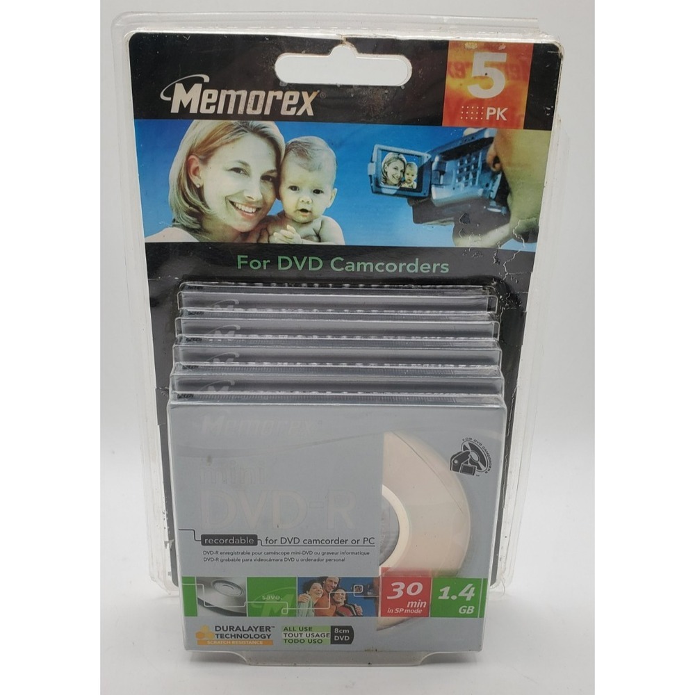 Memorex Blank Mini DVD-R 5 Pack for Camcorders 30‎ min. 1.4 GB